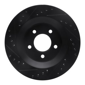 Chrysler 300M Brake Rotor (1) - Front Right - R1 Concepts - Drilled & Slotted - Black - `99-`04